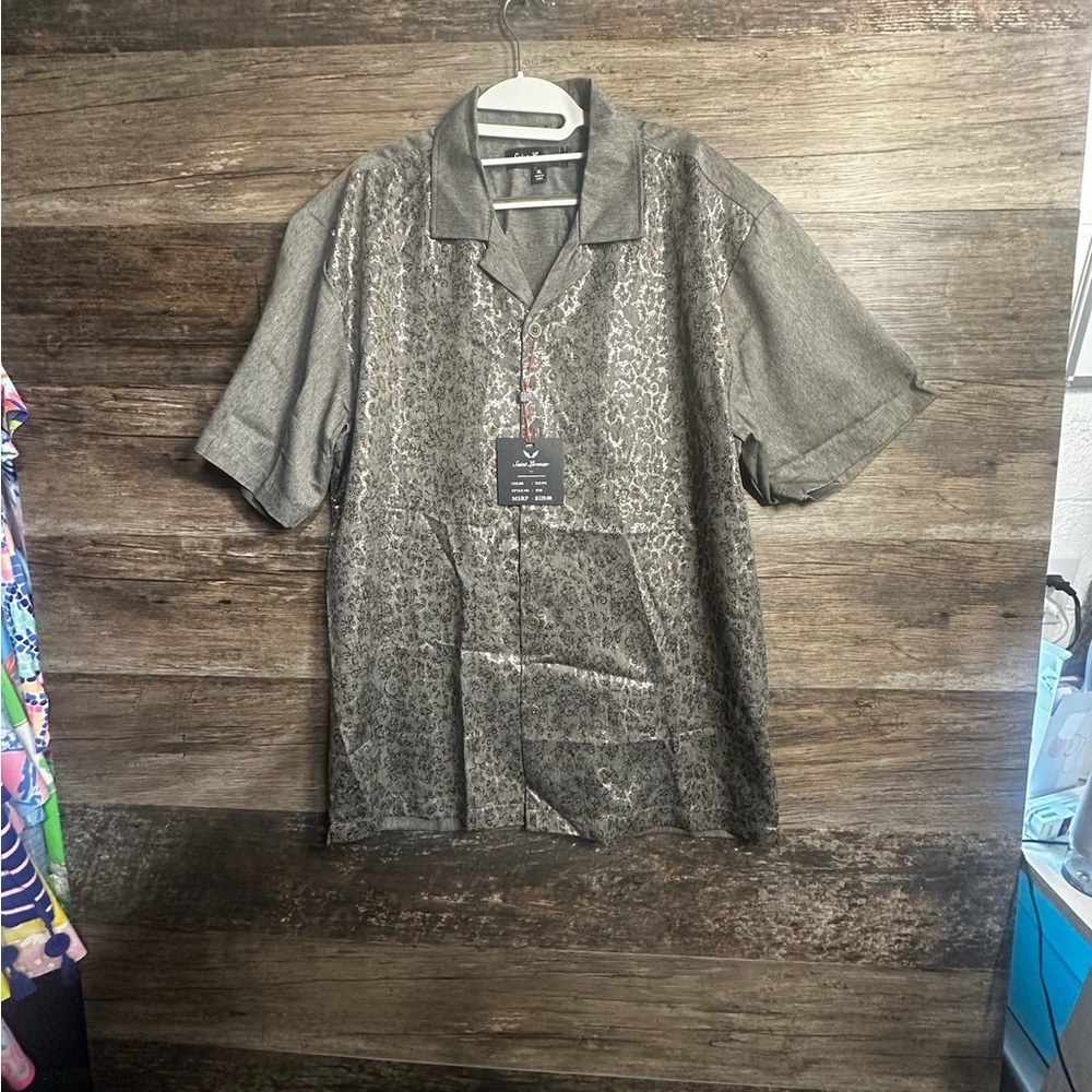 Saint Lorenzo Men’s Gray Button Down Shirt with matching Hat